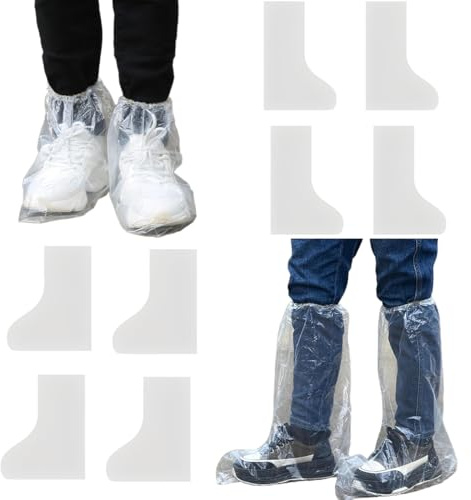 4 Paires Surchaussures Impermeables, Surchaussures Jetables, Couvre Chaussures Imperméables Réutilisables Réfléchissants Couvre-chaussures de Pluie Réutilisable et pliable, Llongue et Courte