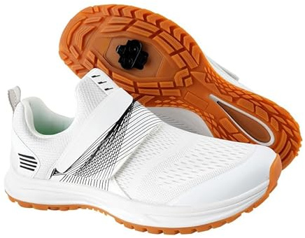 Pairobin Men's Cycling Shoes Compatible with 2 Bolt SPD Cleats, Comfortable & Walkable Mountain Bike Shoes for Indoor & Outdoor Road Bike Riding, White, 10.5