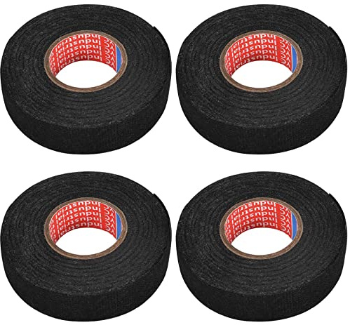 Alyxen 4 Pcs Nastro Isolante in Tessuto, Nastri per Cablaggio Automobilistico, Nastro Multiuso Resistente Calore, per Cablaggio Auto (19 mm x 15 m)
