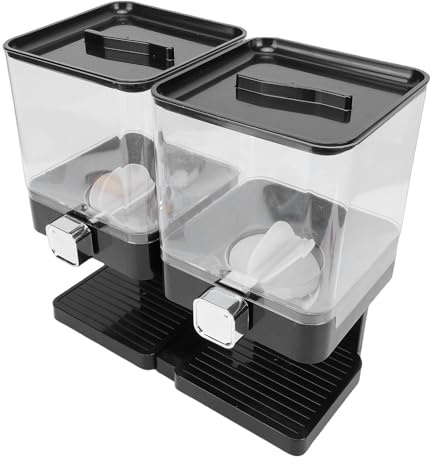 BAOFUYA Distributeur de Céréales de Comptoir 2 Pièces, Distributeurs de Nourriture Bouton Rotatif Récipient de Stockage de Céréales Hermétique en PET pour Grains de café aux Noix de Bonbons (BLACK)