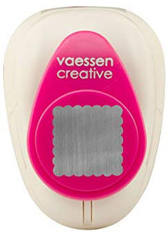 Vaessen Creative Perforadora de Papel, Cuadrado Festoneado, Talla M, Para Proyectos DIY, Scrapbooking, Creación de Tarjetas y Más