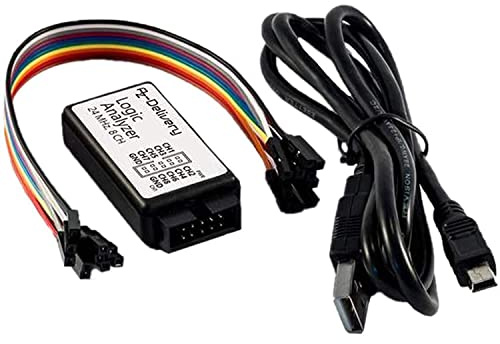 AZDelivery Logic Analyzer 24MHz 8CH 8 Channel Mini USB Cable UART IIC I2C SPI Debug compatible with Arduino Including E-Book!