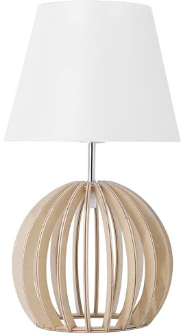 Beliani Originelle Tischleuchte Lampenfuß aus Holz weiß Samo