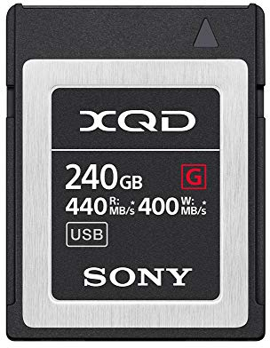 Sony 240GB (256GB pre format) 5x TOUGH XQD Flash Memory Card - High Speed G Series (Read 440MB/s and Write 400MB/s) - QDG250F
