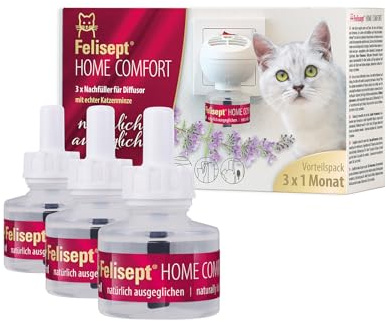 Felisept Home Comfort Recharge 3x45 ml - Calmant pour chat - Anti-Stress Chat - Avec De L'Herbe À Chat Naturelle sans pheromones chat -Relaxation Pour Les Chats