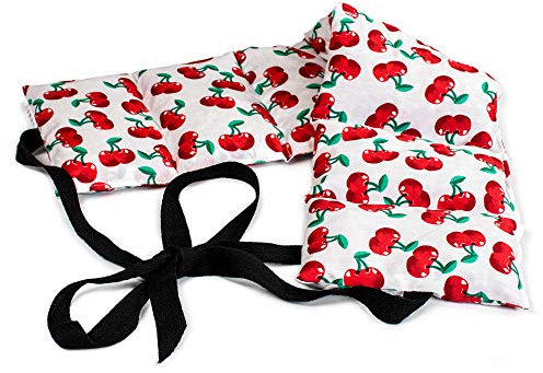 Traubenkernkissen 7-Kammer mit Band, 65x15 - Wärmekissen, Körnerkissen, Mikrowelle und Backofen - Kissen mit Bänder, Traubenkerne, cherry-white