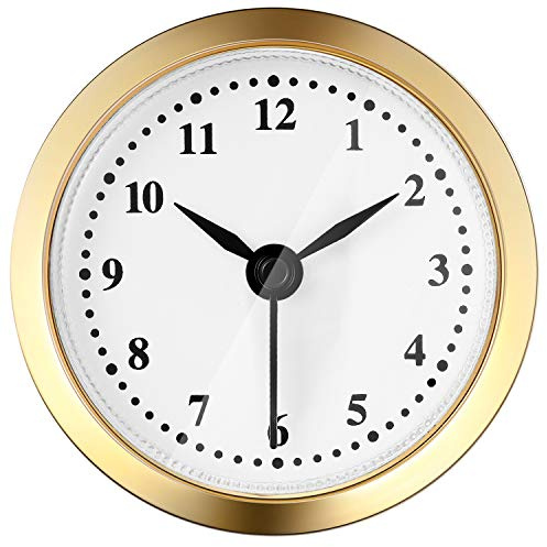 Hicarer 2.4 Inch (61 mm) Quartz Clock Battery Fit-up Insert with Arabic Numeral, Quartz Movement (Gold Rim)