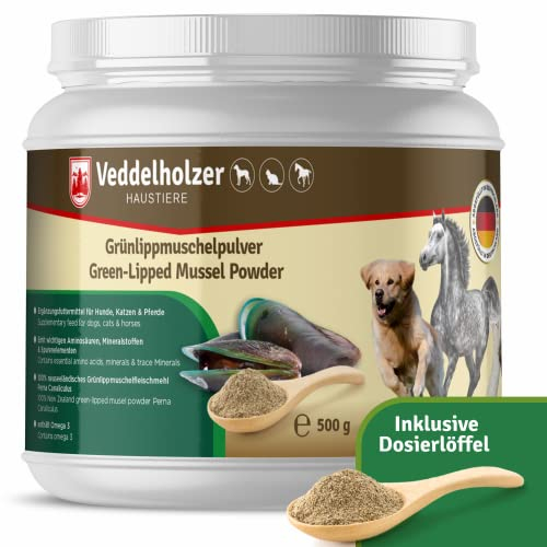 Veddelholzer Poudre 100% Naturelle de Moule aux orles Verts pour Chien 500 g Extrait de Moule Vert avec Acceptation élevée pour Tous Les Chiens