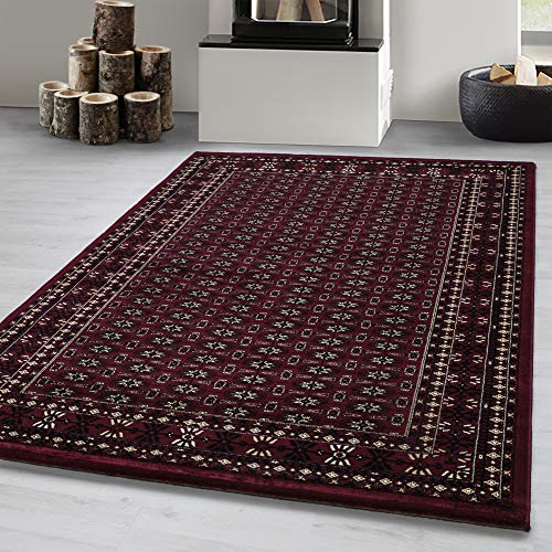 Carpetsale24 Orient Teppich 240x340 cm Rot, Großer Orient-Kurzflor mit klassischen Motiven, Strapazierfähig für offene Räume oder Studio