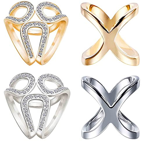 Bhina 4 Piezas Anillos De Bufanda,Joyas Diapositiva,Chales Bufandas Hebilla De,Bufanda Hebilla Anillo,Anillo De Bufanda De Moda Para Mujer,Se Utiliza Para Bufandas De Mujer Y Bufandas De Seda
