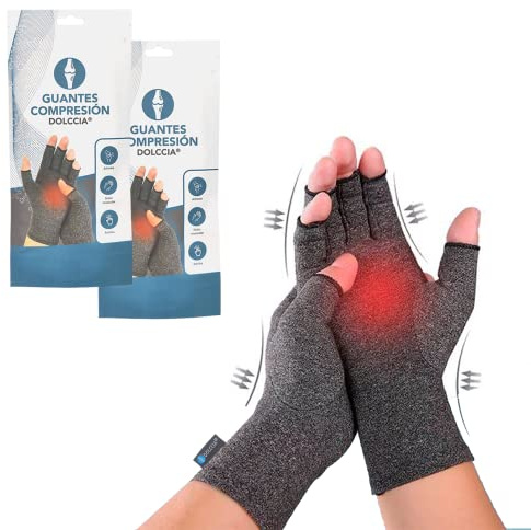 DOLCCIA 2 paia guanti di compressione artrite, sollievo per dolori alle mani e artrosi, migliora il gonfiore e la circolazione, 1 paio donna e uomo (L)