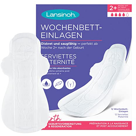 Lansinoh Wochenbett-Einlagen - 12 Stück - super dünn & saugfähig - ab Woche 2+ nach der Geburt