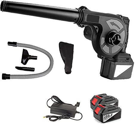 Potente soplador eléctrico de hojas y aspiradora inalámbrica con batería y cargador, 150 CFM ligero pequeño inalámbrico aspiradora de hojas con kit de eliminación de polvo, soplador de mano para el