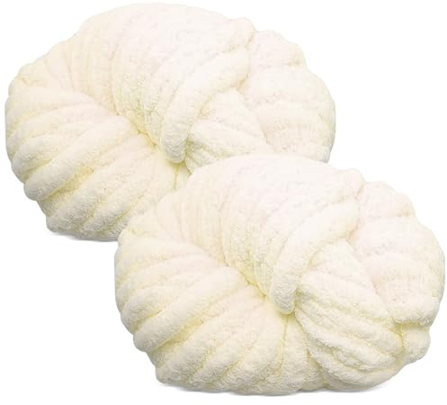 MeYuxg 2 x 250 g Gomitolo Lana Grossa, Filato Morbido di Ciniglia, Gomitolo di Filato per Lavori a Maglia, Filato di Lana per Uncinetto e Maglieria Coperte Sciarpa Cappello, Hobby Creativi DIY