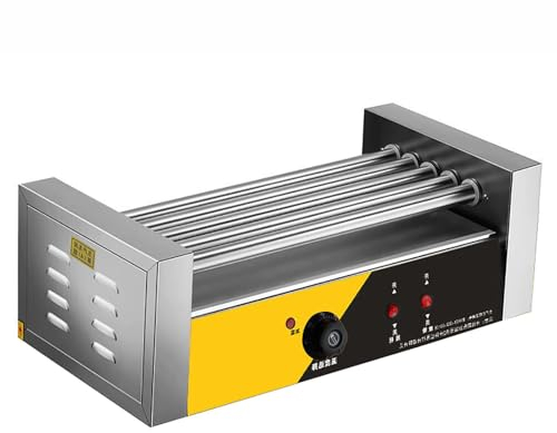 Machine Commerciale de Cuisson de Gril à saucisses, Machine à Hot-Dog 50-300 °C, Machine à Rouleaux de Hot-Dog en Acier Inoxydable, contrôle de température 50-300 °C, avec 5 Rouleaux,