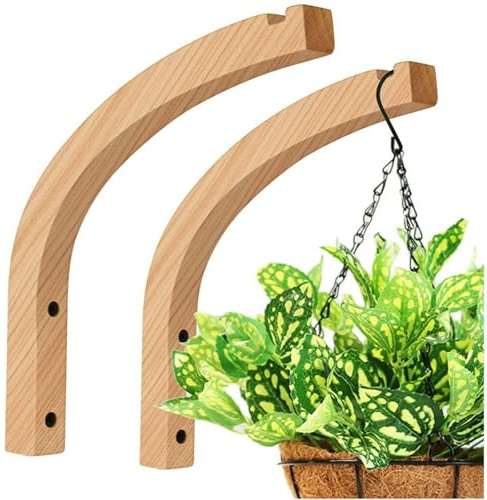 Morkite Lot de 2 suspensions murales en Bois pour Fleurs - Crochets muraux à Suspendre - Support pour Plantes, Lanterne, Crochet Mural, Support de Suspension pour Fleurs, planteur, Suspendu