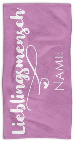Print Royal PR Handtuch personalisiert mit Wunschname - Personalisiertes Handtuch - Lieblingsmensch - Persönliches Namensgeschenk für Familie und Freunde | 100 x 50 cm, Flieder