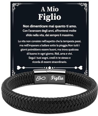 VU100 Regalo per Figlio Bracciale per Figlio Bracciale in pelle per Ragazzo Regalo di Compleanno Natale per Ragazzo