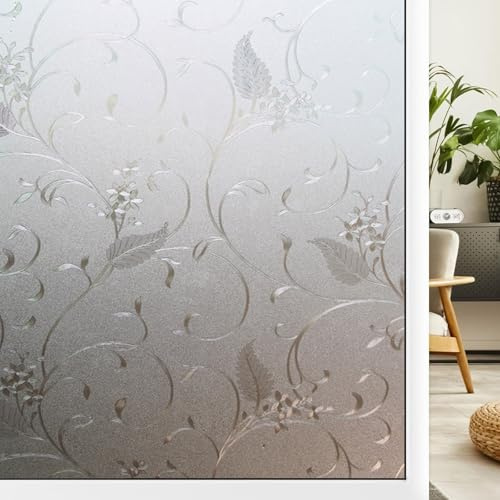 Vinilos para Ventanas Privacidad 65 x 200 cm Vinilos para Cristales Adhesivo Estático Opaco, sin Pegamento, Protección Visual, para Dormitorio Oficinas, Enredadera