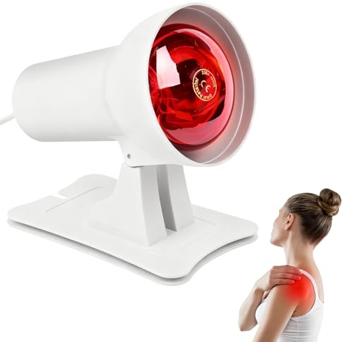 Lampada a luce rossa da 150 W, lampada a infrarossi, lampada a luce rossa, lampada a luce rossa per il calore rilassante, allentamento e benessere generale, regolabile per l'affaticamento muscolare