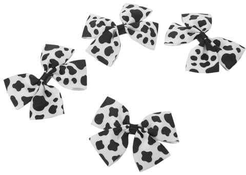 FRCOLOR 4 Pinzas Pelo Estampado Vaca, Cintas Grogrén para Niñas, Accesorios Pelo Fiestas Cumpleaños