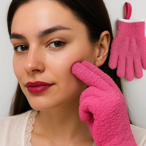 2 Make Up Remover Gloves, Face Wipes, Face Cloths, Reusable Makeup Remover Pads, Eyes Make Up Remover Mitt Microfibre Washable, Eco Friendly Makeup Remover, Reusable Travel, Removes Waterproof Makeup