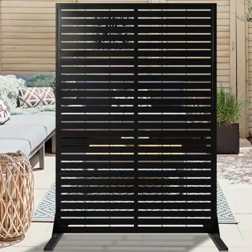 Metal Privacy Screen with Stand 72 x 44,Privacy Panels Outdoor,Decorative Fence Screen for Patio Screen Freestanding,Outdoor Privacy Panels for Deck, Porch and Balcony