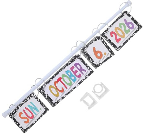 PRETYZOOM Calendrier pour Décoration de Salle de Classe Ensemble de Cartes de Date Colorées avec Support Réglable Calendrier Bureau pour Enseignants et Élèves