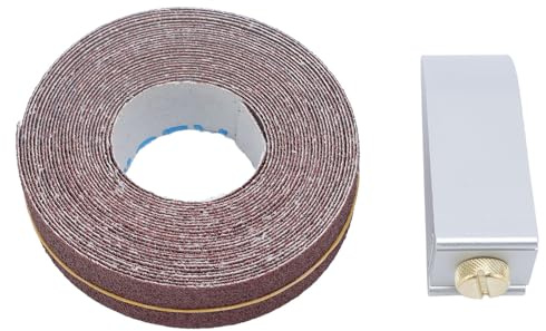 Baxnore Professional Hand Sandpaper Holder Kit Aluminum Alloy Wedge Shape Sanding Clamp Tool with 80 Grit 6m x 25mm Abrasive Paper Roll for Woodworking Metal Polishing DIY Crafts