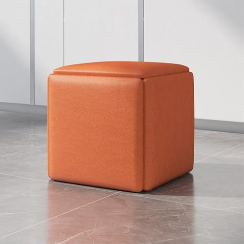 Sgabello ottomano a nido con ruote girevoli, versatile seduta a cubo in pelle, per soggiorno e camera da letto, soluzione elegante e funzionale