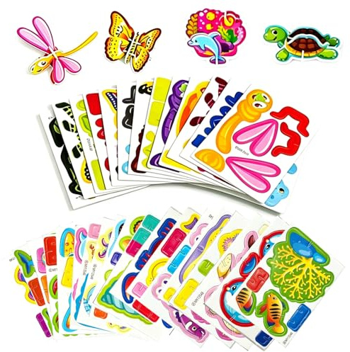 50 PCS Puzzle 3D Enfants, DIY Maison/Classe, Insectes + Océan, Motifs Ludiques, Impression Fine, Modèles Emboîtables, Découpe Précise