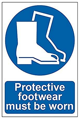 Scan SCA0016 Self adhesive PVC sign - Protective footwear must be worn - 200 x 300mm