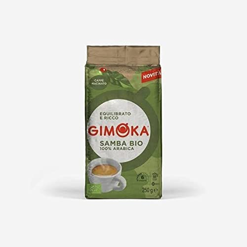 Gimoka caffè macinato Samba Biologico - 100% arabica- (Confezione da 250 Grammi) - Adatto per Moka - Intensità 6