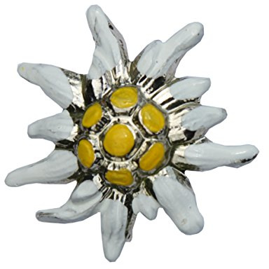 Breiter Broche Épingle à Chapeau Fleur Edelweiss (argent peint) Bijoux