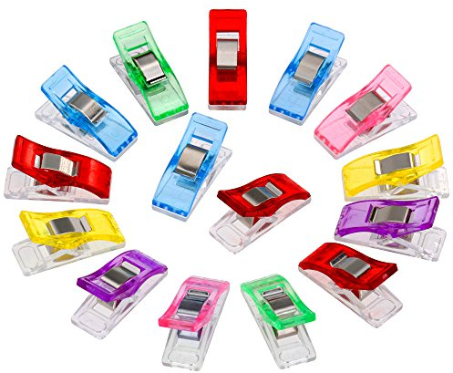 Anpro 60 Stück Klammer 27 x 10 mm Nähen Zubehöre Nähzubehör Stoffklammern 6 Farben für Nähen, Quilting Clips, Häkeln, EINWEG