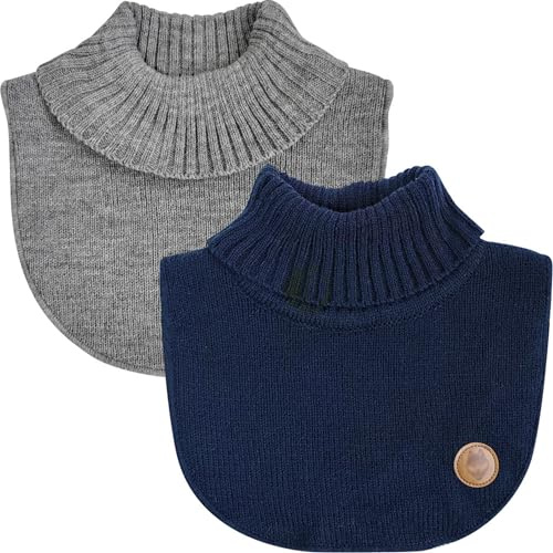 YANQINQIN 2PCS Winter Children's Neck Gaiter Scarf Collar Baby'sTurtleneck Warmer,kid's Neck Cover Warmer (BLUE+GREY)