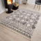 TAPISO Versay Teppich Shaggy Creme Grau Fransen Hochflor Langflor Modern Boho Geometrisch Gitter Design Wohnzimmer Schlafzimmer ÖKOTEX 120 x 170 cm