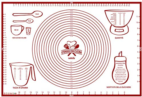 Spianatoia per Impastare 60x40 Disegno Italiano Misure in CM - Tappetino da Forno in Silicone Riutilizzabile Antiaderente Resistente al calore Tappeto da Cucina per Pasta fatta in Casa Pasticceria