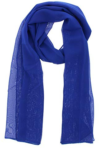 WESTEND CHOICE Bufandas de gasa para mujer, bufanda de cuello liso, pañuelo suave para la cabeza para niñas, bufanda transparente para mujer, bufandas y envolturas de 150 x 45 cm, azul real, talla