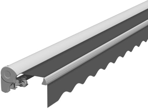 Eclipse Kassettenmarkise Halbkassette Gelenkarm Sonnenschutz Markise Sonnenmarkise Balkonmarkise manuell Standard' 3,5x3m Stoff 280g/m² Polyester (PE) UV-Schutz 50+, Markisentuchfarbe:Grau