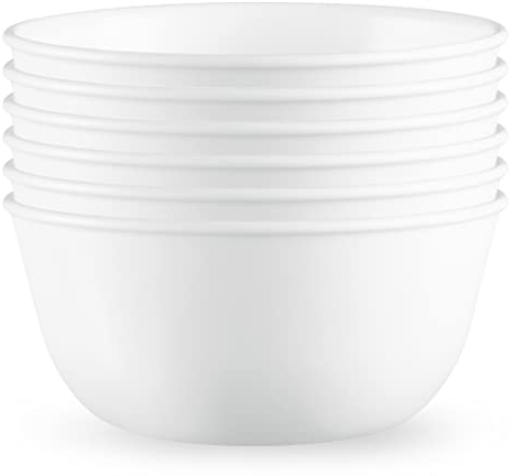 Corelle Vitrelle 800 ml Suppen-/Müslischalen-Set, 6 Stück, splitter- und rissbeständige Geschirrschalen für Suppe, Ramen, Müsli und mehr, dreilagiges Glas, Winter Frost White