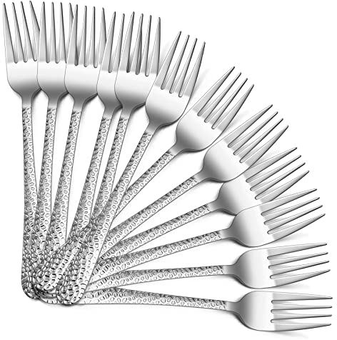 HaWare 12 Stück große Edelstahl-Gabeln für Zuhause, Küche, Restaurant, hochglanzpoliert und spülmaschinenfest, 20 cm