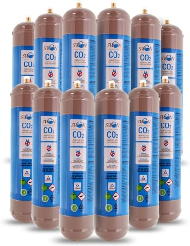 CO2-Flasche für Wassersprudler, 600 g, Einweg, Anschluss M11 x 1, für Sprudelwassersprudler CO2, Behälter aus Stahl, Nr. 12 Flaschen