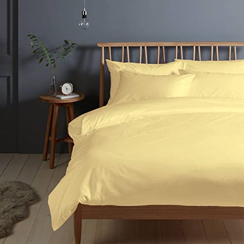 Pizuna 400 Fadenzahl aus Baumwolle Bettwäsche Mildes Gelb 100% Langstaple Baumwolle Bettbezug und Kissenbezug, 100% Baumwolle Mako Satin 2-Teilig Bettwäscheset 200x200 + 80x80 Mildes Gelb