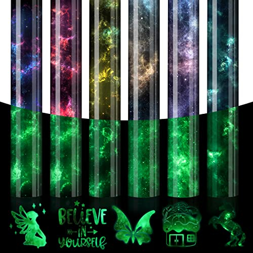 Souarts Nachtleuchtend Plotterfolie für Tassen Selbstklebend, Sternenhimmel Vinylfolie Plotter Transferfolie, Holographische Schneideplotter für Basteln Glas Fenster 30cmx25cm, Schwarz