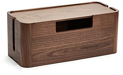 Kabelhanteringsbox Trä Kabelhantering Lådor Organizer Stor kapacitet valnöt Kabel Organizer med starkt magnetiskt hölje Hemmakontor Kabel Organizer Box Gömlåda Kabelbox