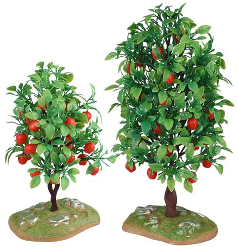 Ciieeo 2Pcs Mini Apple Trees Artificial Tree Models for Train Scenery Micro Landscape and Christmas Decoration Small Model Fruit Trees