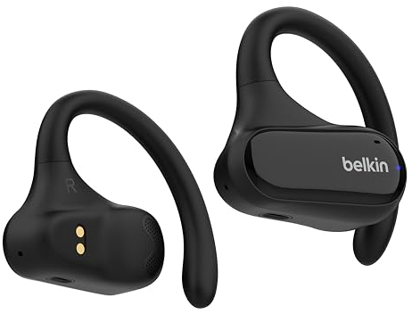 Belkin SoundForm ClearFit Auriculares Inalámbricos Deportivos Open-Ear, diseño Abierto de Gancho, Resistencia IPX5 al Agua y Sudor, Cascos Bluetooth para Correr, Montar en Bicicleta y Entrenar, Negro