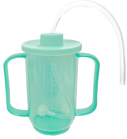 Gobelets Anti-Déversement Pour Personnes Âgées Tasse À Boire avec Deux Anses et Longue Paille pour Les Gens Alité Gobelet D'alimentation Avec Couvercle et Paille