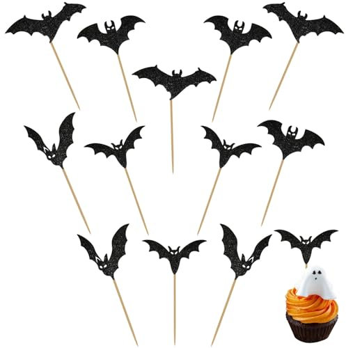 Pipistrelli Compleanno Torta Toppers, 12 Pezzi, Cake e Cupcake Decorazione per Halloween